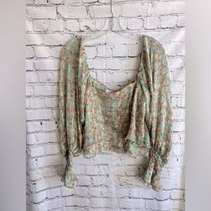 Buddy Love silky, flowy floral crop top NWT